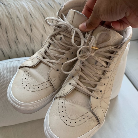 cream leather vans
